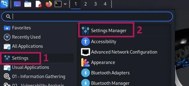 settings Kali Linux
